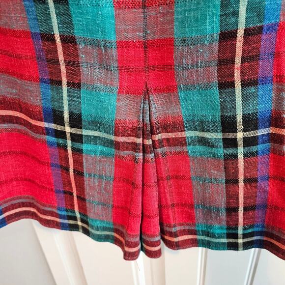 Vintage Plaid Skirt Womens Size Small Red 80s Midi Linen Preppy Academia Twee - Picture 6 of 10